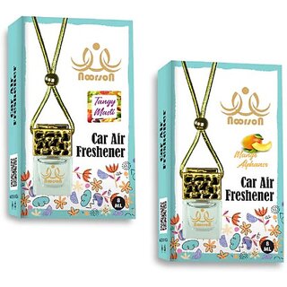                       Noorson Tangy Masti Mango Alphanso Car Air Freshener Hanging with 100 Natural Pack of 2 Car Freshener (2 x 8 ml)                                              