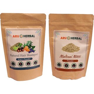                       Aruherbalamla,Reetha Shikakai Neem Aloevera,Bhringraj,Shankhpushpi Multani Mitti (350 G)                                              