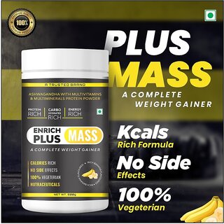 Enrich plus MASS A COMPLETE WEIGHT GAINER Weight Gainers/Mass Gainers(500 g, Banana)