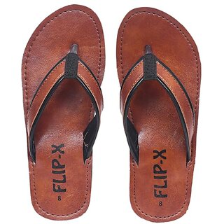                       LEACO Men Slippers By Flip X - Leatherette Comfortable, Stylish, Durable, Non-Slip Slippers For Men.                                              