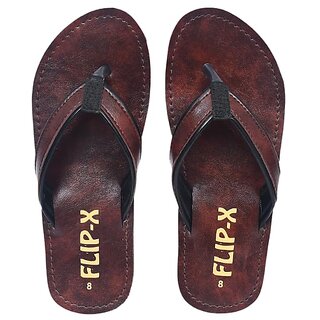                       LEACO Men Slippers By Flip X - Leatherette Comfortable, Stylish, Durable, Non-Slip Slippers For Men.                                              