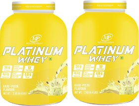 MP Muscle Performance Platinum Whey Protein (2kgs 4.4 lbs, 57 servings -Kaju Pista Flavour), Whey Protein Isolate + Concentrate Blend With 24g Protein per serving| 4.8g BCAA |4.1g Glutamine|