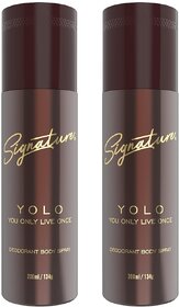 Signature YOLO Deodorant Body Spray - Pack of 2 - Woody Spicy Fragrance for Men