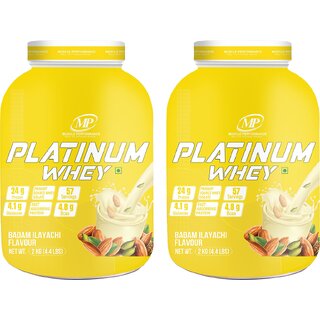 MP Muscle Performance Platinum Whey Protein (2kgs 4.4 lbs, 57 servings -Badam Elaichi Flavour), Whey Protein Isolate + Concentrate Blend With 24g Protein per serving| 4.8g BCAA |4.1g Glutamine|