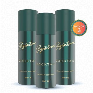                       Signature Cocktail Deodorant Body Spray - Pack of 3 - Floral Fruity Fragrance for Men and Women                                              