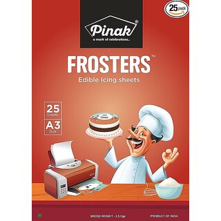                       Pinak - Frosters Edible Icing Sheets A3 Size - 25 Sheets                                              