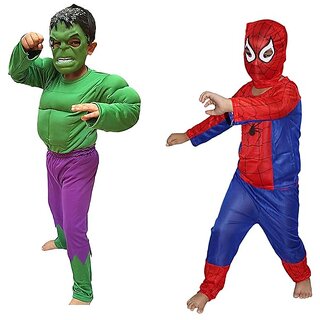                       Kaku Fancy Dresses Super Heros Costume Combo - Multicolor, For Boys                                              