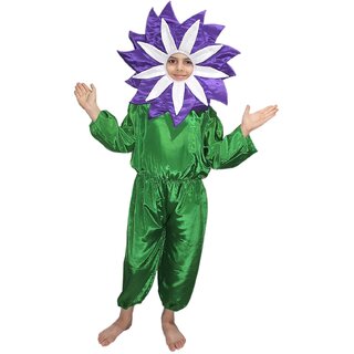                       Kaku Fancy Dresses Nature Theme Purple Flower Costume - Purple-Green, For Boys  Girls                                              