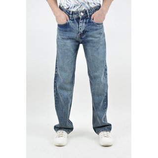                       Stone Wash Classic Straight Fit Jeans                                              