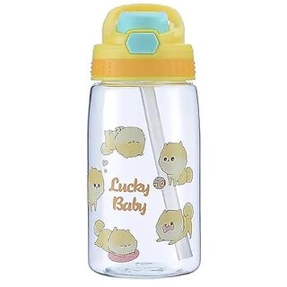 Plastic Water Bottle For Kids Cute Design Water Bottle With Sipper Sipper Bottle For Kids -Anti-Leak0 Kids Cartoon Water Bottle For Kids (Lucky Baby (Girls)) 500 milliliter