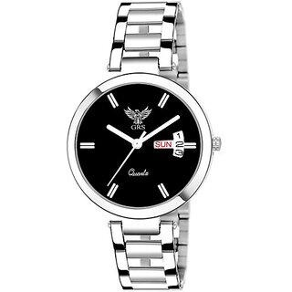                       GRS Designer Diamond Studded Black Dial Chain Analog Watch - For Women JK-193-BKC Analog Watch  - For Men                                              