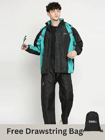 Zeel Go Hike Black  Green Rainwear - JS508