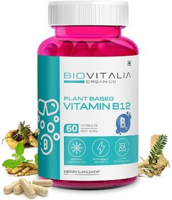 Biovitalia Organics Plant-Based Vitamin B12  Support Nerve FunctionSupport Metabolism- 60 Veg Caps