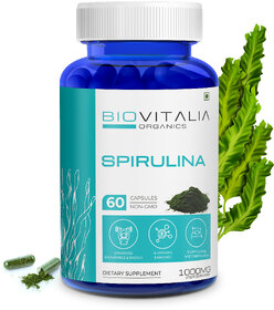 Biovitalia Organics Spirulina Capsules Enhance Endurance  Energy, Weight ManagementHelp in Weight Loss- 60 Veg Caps