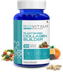 Biovitalia Organics Plant Based Collagen Builder Promotes Glowing SkinSupports Joints  Bones - 60 Caps