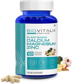 Biovitalia Organics Calcium + Magnesium + Zinc | Improve muscle Growth | Boost immunity | Maintain Healthy Bones
