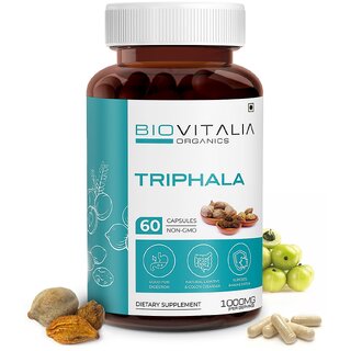 BIOVITALIA Organics Triphala Improves Digestion Helps Bowel Wellness Relieves Constipation(60 Capsules)