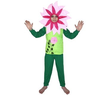                       Kaku Fancy Dresses Flower Costume, Rose Costume, Nature Costume Pink-Green, For Boys  Girls                                              