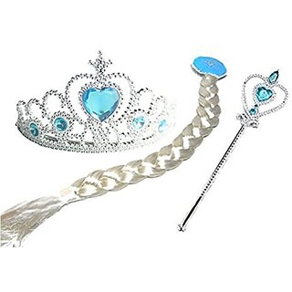                       Kaku Fancy Dresses Princess Fancy Dress Elsa Accessories for Girls                                              