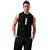 HIT SQUARE Men's Printed Round Neck Polyester Black Hooded Gym Vest