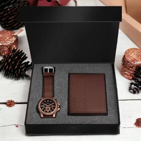 Lorenz Watch & Wallet Combo (Brown)