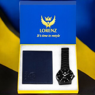 Lorenz Watch & Wallet Combo (Black)