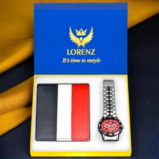                       Lorenz Watch & Wallet Combo (Red)                                              