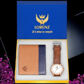                       Lorenz Watch & Wallet Combo (Beige)                                              