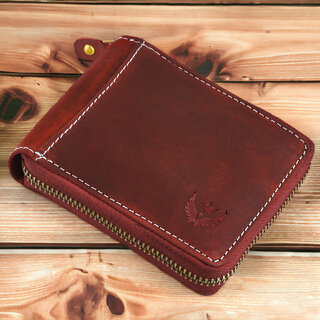                       Lorenz Maroon Color Pure Leather Wallet                                              