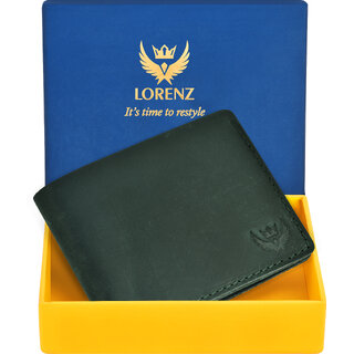                       Lorenz Green Color Pure Leather Wallet                                              