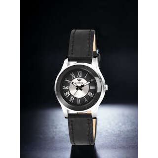                       Lorenz Two Tone Dial & Black Leather Strap Analogue Watch for Women & Girls | AS-121A                                              