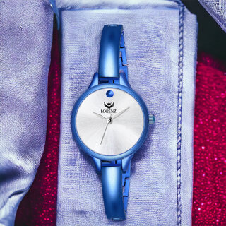                       Lorenz Matte Blue Bracelet & Silver Dial Watch | AS-90A                                              