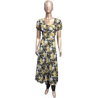                       Women's Polyester Beautiful Delta Print Midi Frock and Lycra for pretty look.                                              