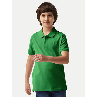                       Boys pea green Plain Polo T-shirt                                              