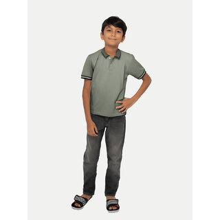                       Boys Indigo Contrast Collar Polo                                              
