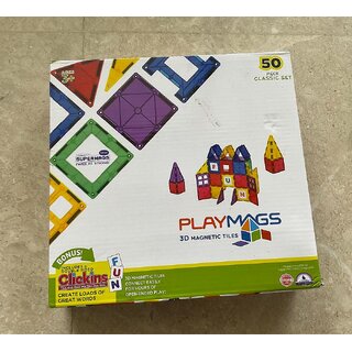 Playmags 50 Piece Accessory Set - with Stronger Magnets, STEM Toys for Kids, Sturdy, Super Durable Magnetic Tiles.