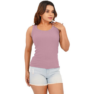                       Womens Baby pink Crew Neck Tanktop                                              