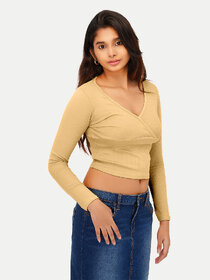 Womens Yellow V-Neck Tees