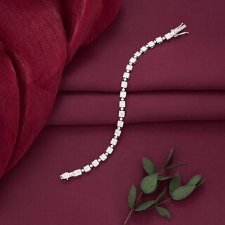                       Baguette and Round Diamond Tennis Bracelet                                              