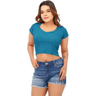                      Womens Turquoise V-Neck Tees                                              