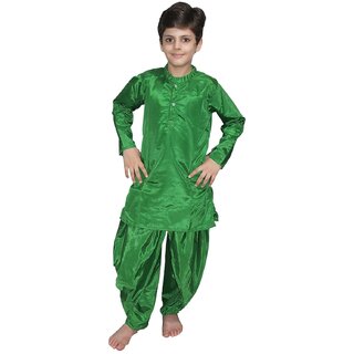                       Kaku Fancy Dresses Indian Ethnic Wear Green Dhoti Kurta Costume - Green, For Boys                                              