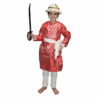                       Kaku Fancy Dresses Tipu Sultan Costume / Indian Historical Character Costume - Red, For Boys                                              