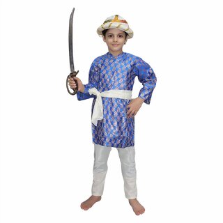                       Kaku Fancy Dresses Tipu Sultan Costume / Indian Historical Character Costume - Blue, For Boys                                              