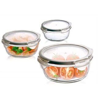                       Sanjeev Kapoor - Wellington Round, Microwave Safe,Serving, AIR Tight Container Set of 3 PCS - 400 ML+580 ML+ 860 ML                                              