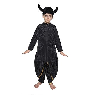                       Kaku Fancy Dresses Rakshas Costume Of Mythological Character - Black, For Boys                                              