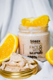 Sobek naturals Tangy orange face and body scrub  Exfoliate, acne and tan  paraben  SLS free