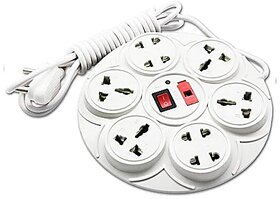 Daybetter 8+1 Round Strip Extension Cord 6 A 8 Universal Multi Plug Point Extensio Board With Led (Cord 2 Meter 230V Cream Tar-G1