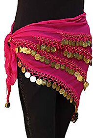 Kaku Fancy Dresses Magenta Golden Triangle Belly Belt for Western Belly Dance - Magenta  Golden, Free Size, for Girls