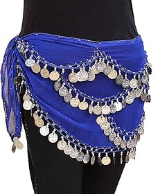 Kaku Fancy Dresses Blue Silver Belly Belt for Western Belly Dance - Blue  Silver, Free Size, for Girls