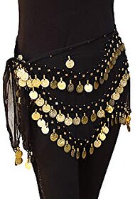 Kaku Fancy Dresses Black Golden Belly Belt for Western Belly Dance - Black  Golden, Free Size, for Girls